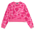A BATHING APE Ladies' COLOR CAMO CROPPED CREWNECK SWEAT SHIRT