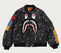 A BATHING APE COLOR CAMO SHARK MA-1 JACKET