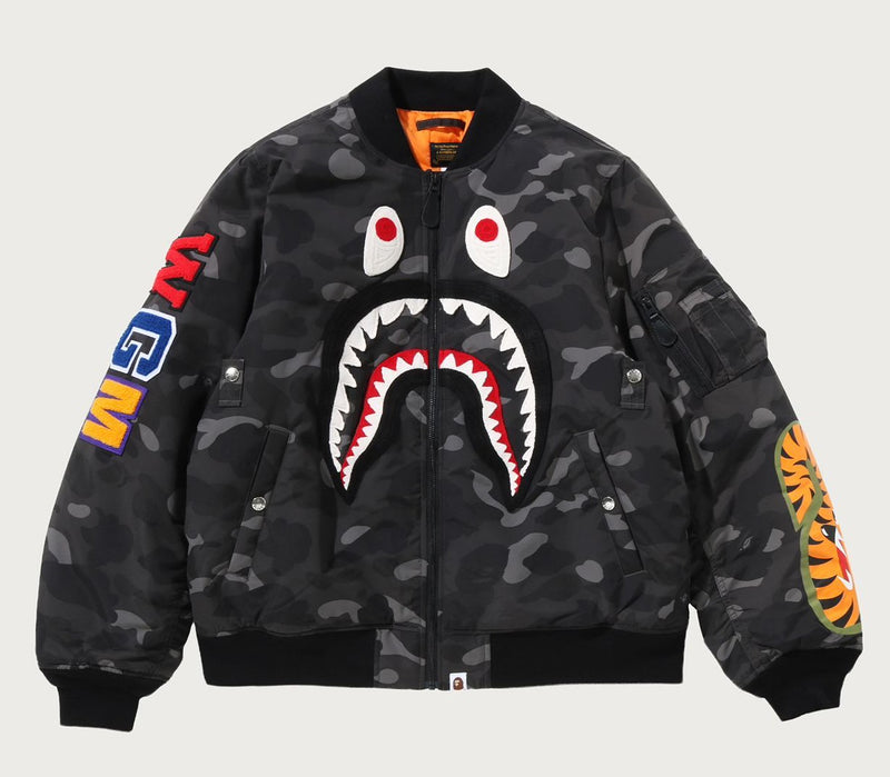 A BATHING APE COLOR CAMO SHARK MA-1 JACKET