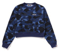 A BATHING APE Ladies' COLOR CAMO CROPPED CREWNECK SWEAT SHIRT