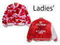 A BATHING APE Ladies' ABC CAMO MULTI LOGO REVERSIBLE VARSITY JACKET