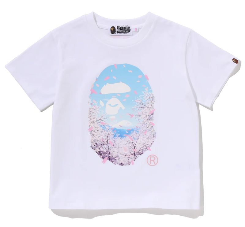 A BATHING APE Ladies' SAKURA PHOTO APE HEAD MINI TEE