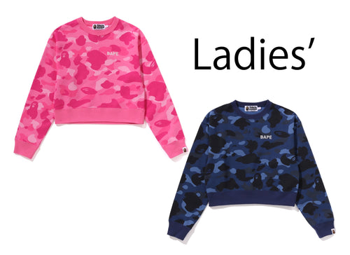 A BATHING APE Ladies' COLOR CAMO CROPPED CREWNECK SWEAT SHIRT