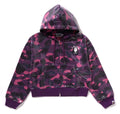 A BATHING APE Ladies' COLOR CAMO APE HEAD SEQUIN CROPPED FULL ZIP HOODIE
