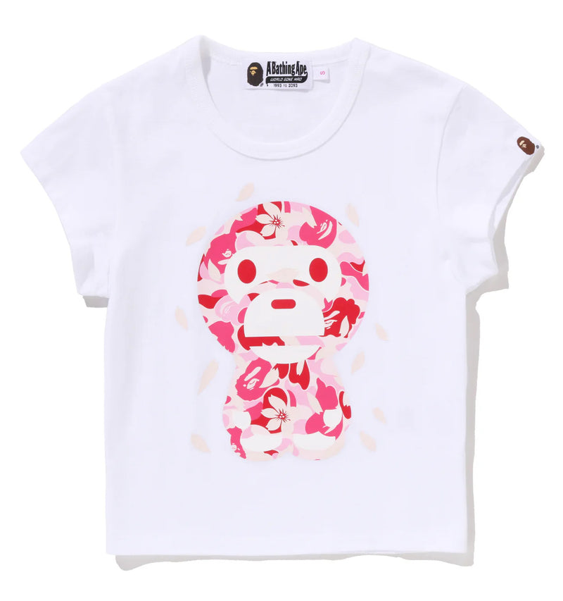 A BATHING APE Ladies' ABC SAKURA CAMO BABY MILO CROPPED TEE