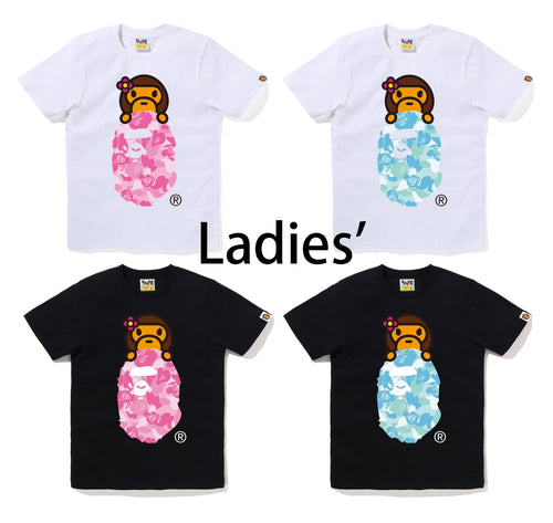 A BATHING APE Ladies' ABC LISA CAMO LISA ON APE HEAD TEE