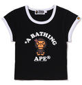 A BATHING APE Ladies' BABY LISA COLLEGE CROPPED TEE