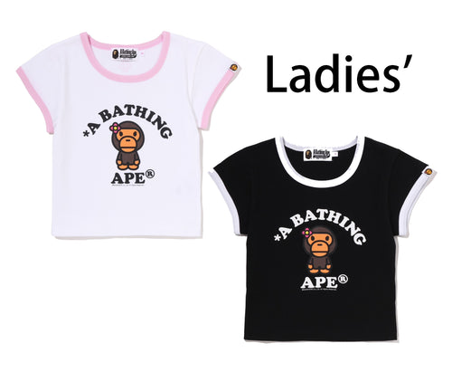 A BATHING APE Ladies' BABY LISA COLLEGE CROPPED TEE