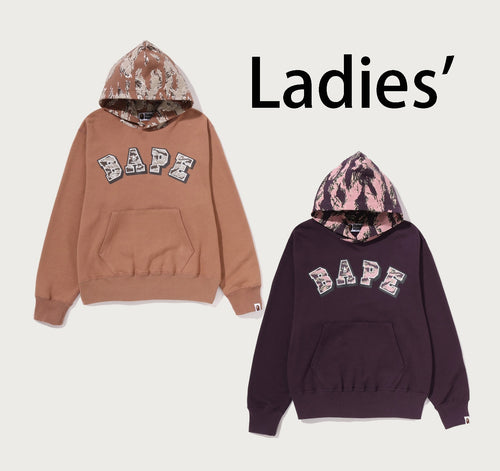 A BATHING APE Ladies' TIGER CAMO BAPE LOGO PULLOVER HOODIE