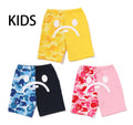 A BATHING APE BAPE KIDS ABC CAMO MILO FACE SWEAT SHORTS