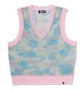 A BATHING APE Ladies' NEW MULTI CAMO METALLIC CROPPED KNIT VEST