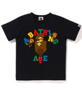A BATHING APE BAPE KIDS MULTI COLOR TEXT COLLEGE MILO TEE