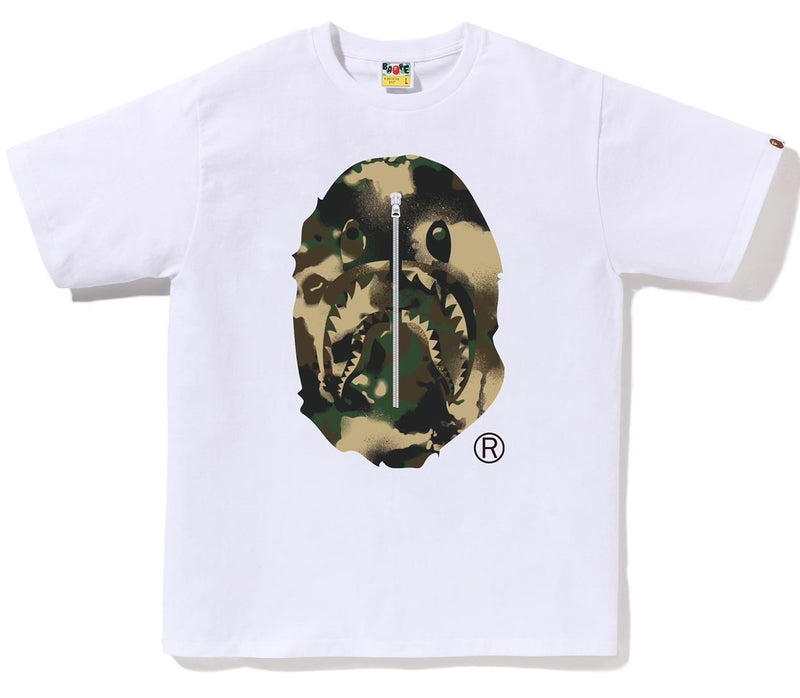 A BATHING APE MAP CAMO APE HEAD SHARK TEE