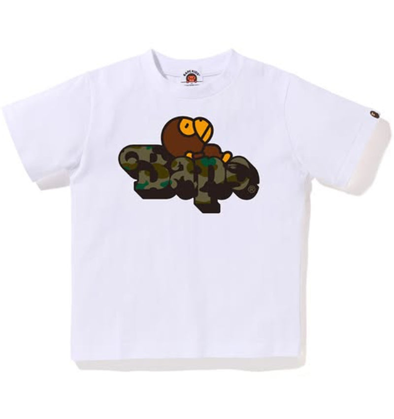 A BATHING APE BAPE KIDS 1ST CAMO MILO ON BAPE TEE