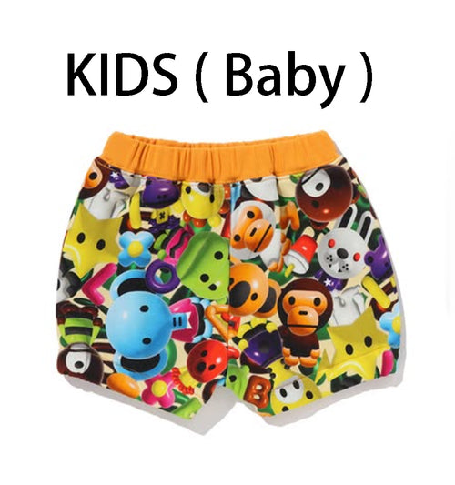 A BATHING APE BAPE KIDS 3D MILO ALL FRIENDS BABY SHORTS