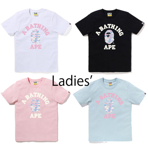A BATHING APE Ladies' PALM TREE CAMO COLLEGE TEE
