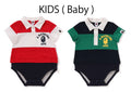 A BATHING APE BAPE KIDS PANEL STRIPE POLO SHIRT LAYERED BODYSUIT