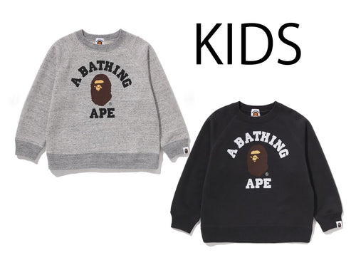 A BATHING APE BAPE KIDS COLLEGE RELAXED FIT CREWNECK SWEATSHIRT