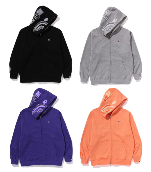 A BATHING APE ONE POINT APE HEAD SHARK RELAXED FIT FULL ZIP HOODIE