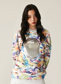 A BATHING APE Ladies' ART CAMO APE HEAD RELAXED FIT CREWNECK SWEAT SHIRT