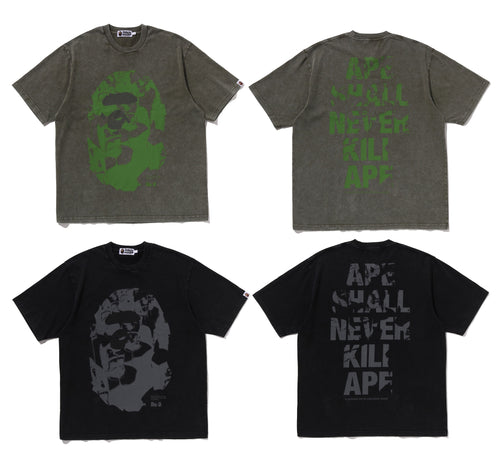 A BATHING APE APE HEAD HEAVY WASHED RELAXED FIT TEE