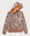A BATHING APE Ladies' TIGER CAMO TIGER SHARK FULL ZIP HOODIE