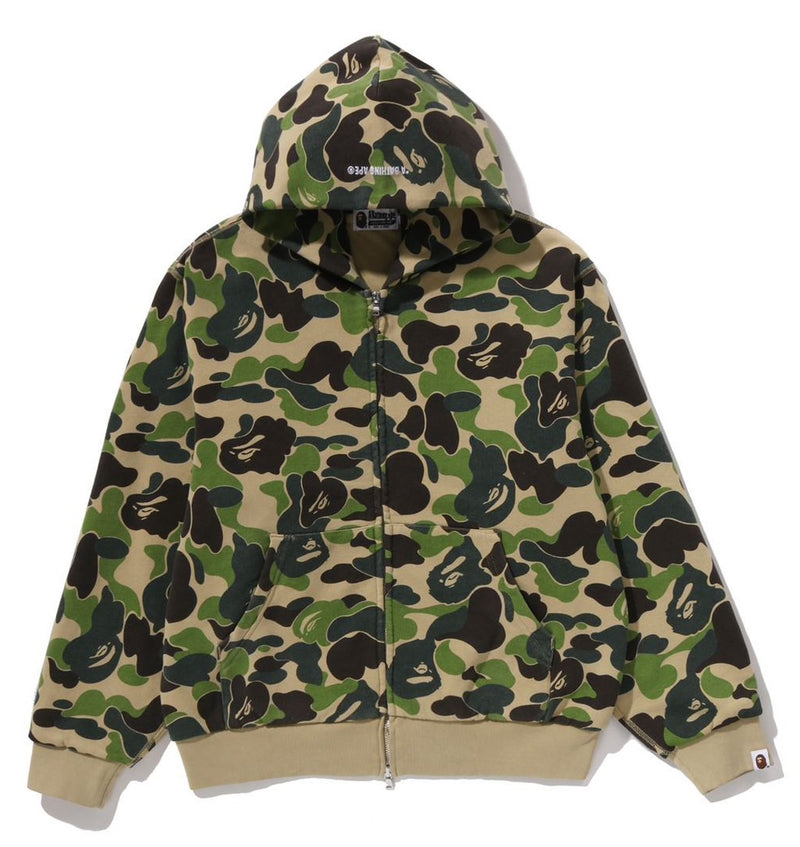 A BATHING APE ABC CAMO HEAVY WASHED CROPPED FIT ZIP HOODIE