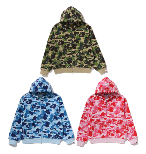 A BATHING APE ABC CAMO HEAVY WASHED CROPPED FIT ZIP HOODIE