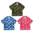 A BATHING APE ABC CAMO OPEN COLLAR SS SHIRTS