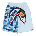 A BATHING APE BAPE KIDS ABC CAMO MILO SHARK SWEAT SHORTS