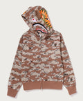 A BATHING APE Ladies' TIGER CAMO TIGER SHARK FULL ZIP HOODIE