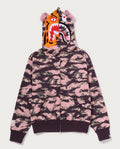 A BATHING APE Ladies' TIGER CAMO TIGER SHARK FULL ZIP HOODIE