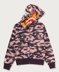 A BATHING APE Ladies' TIGER CAMO TIGER SHARK FULL ZIP HOODIE