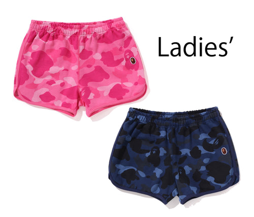 A BATHING APE Ladies' COLOR CAMO SWEAT SHORTS
