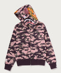 A BATHING APE Ladies' TIGER CAMO TIGER SHARK FULL ZIP HOODIE
