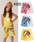A BATHING APE BAPE KIDS ABC CAMO MILO SHARK SWEAT SHORTS