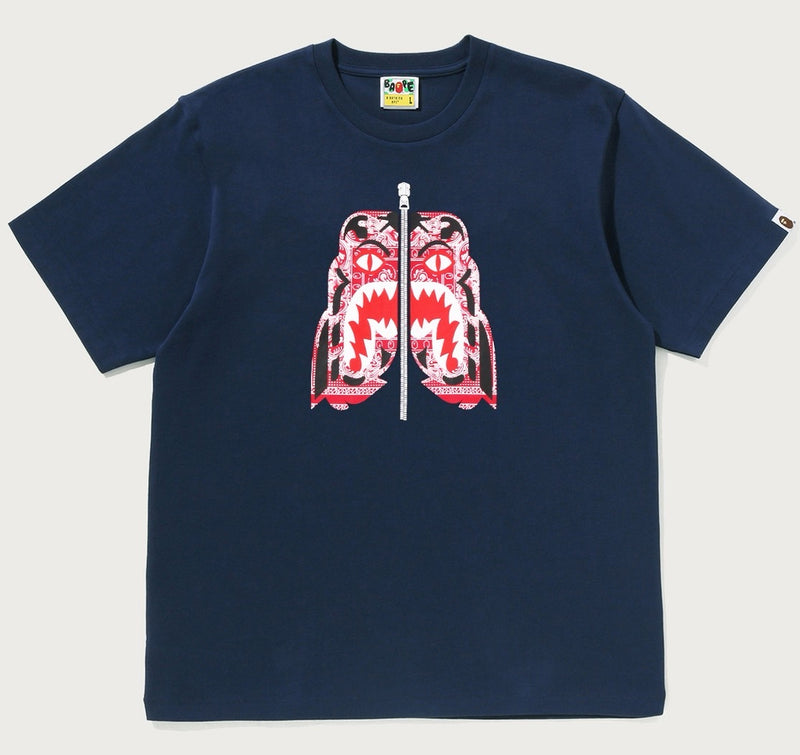 A BATHING APE PAISLEY PATTERN TIGER FACE TEE