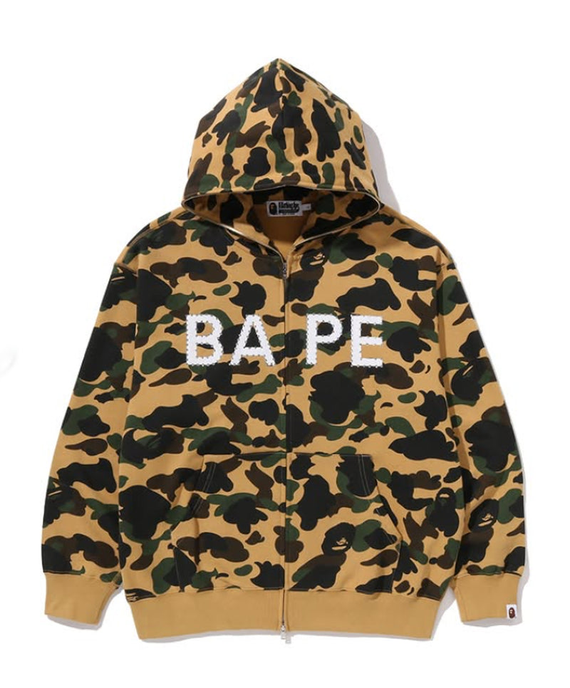 A BATHING APE 1ST CAMO BAPE LOGO RHINESTONE RELAXED FIT FULL ZIP HOODIE