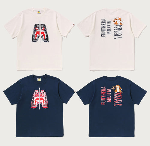 A BATHING APE PAISLEY PATTERN TIGER FACE TEE