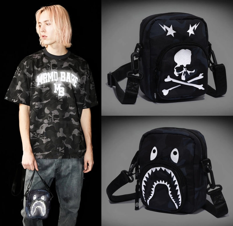 A BATHING APE BAPE x MMJ 15TH MM BAPE SKULL CAMO MINI BAG