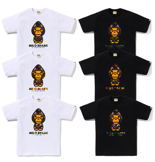 A BATHING APE 1ST CAMO MILO SHARK FZH TEE