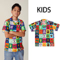 A BATHING APE BAPE KIDS / JUNIOR BABY MILO PATCHWORK OPEN COLLAR SHIRT