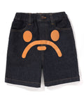 A BATHING APE BAPE KIDS MILO FACE 10 OZ STRETCH DENIM SHORTS