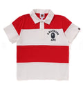 A BATHING APE BAPE KIDS COLLEGE PANEL STRIPE POLO SHIRT