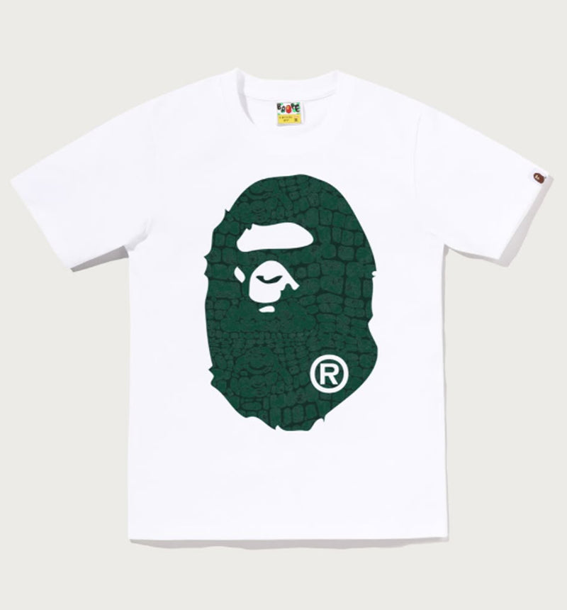 A BATHING APE Ladies' CROC PATTERN BIG APE HEAD TEE