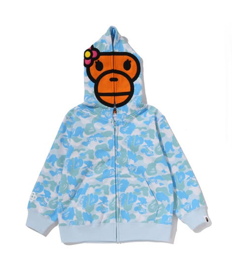 A BATHING APE BAPE KIDS BABY LISA ABC CAMO ZIP HOODIE