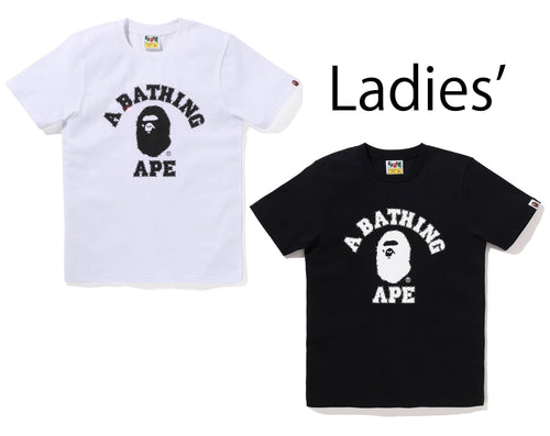 A BATHING APE Ladies' CRYSTAL STONE COLLEGE TEE