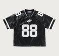 A BATHING APE PU LEATHER CROPPED FIT FOOTBALL JERSEY