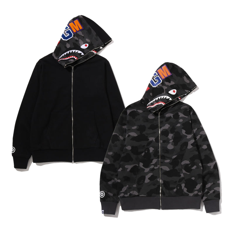 A BATHING APE COLOR CAMO REVERSIBLE SHARK FULL ZIP HOODIE