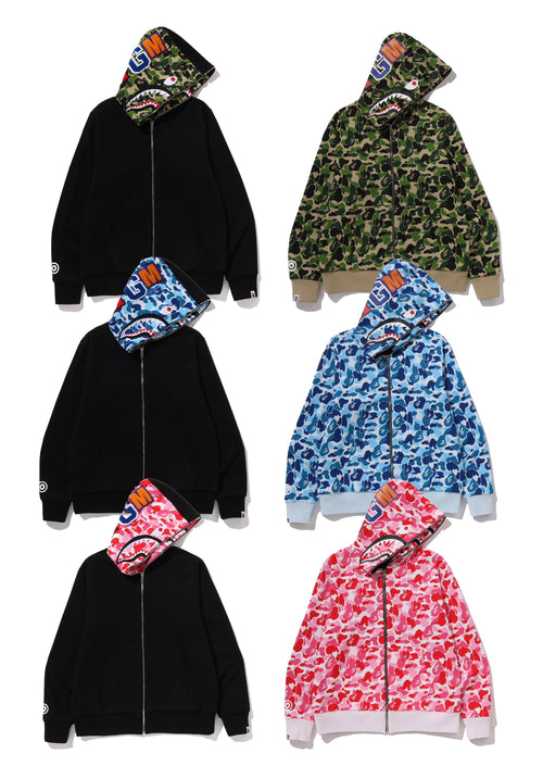 A BATHING APE ABC CAMO REVERSIBLE SHARK FULL ZIP HOODIE